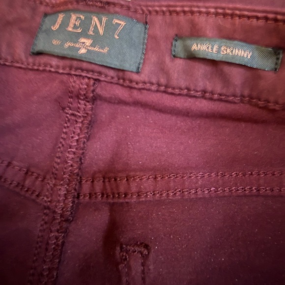Jen7 by For All Mankind 7 Women's Skinny Ankle Pants - Burgundy Size 12 VGUC - Picture 3 of 9